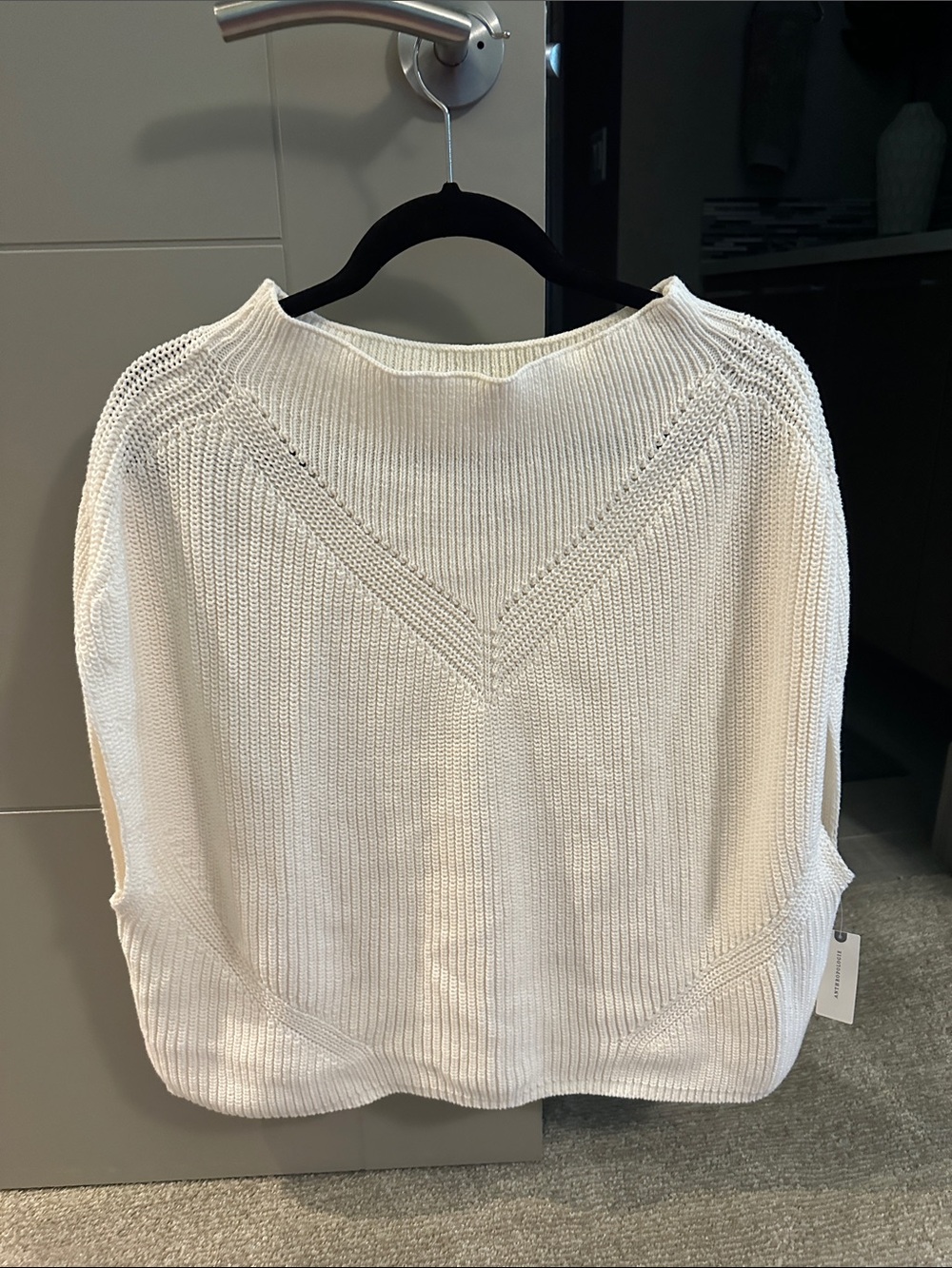Anthropologie Cream Crew-Neck Knit Sweater
